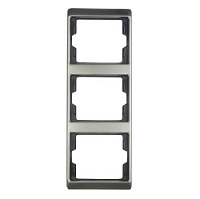 Дизайнерская рамка 3 местная, вертикальная, нержавеющая сталь, матовый, металл, 13340004 Berker, серия Arsys