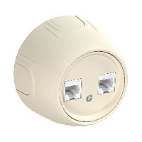 Дизайнерская розетка компьютерная RJ-45, двойная, 7700892, бежевый, OneKeyElectro, серия Rotondo
