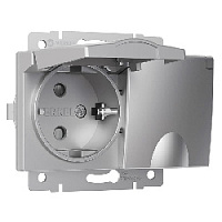 Дизайнерская двойная розетка с заземлением, шторками и с крышкой IP44, серебряный глянцевый, W1172206 Werkel