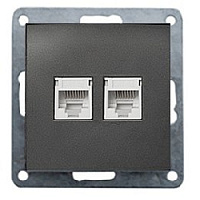 Накладка двойная с суппортом для информационных разъемов, черный бархат, 846208-0 LK Studio