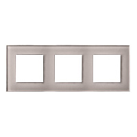 Дизайнерская рамка 3 местная, светло-дымчатый, стекло, GL-P103-LSG CGSS, серия Эстетика