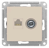Дизайнерская розетка TV + RJ-45 кат. 5e, бежевый, ATN000289 Schneider Electric, серия Atlas Design