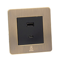 Дизайнерская розетка USB A + USB C Vega Бронза браш, BVBRUSBTC Bonze