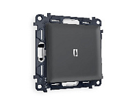 Комплект механизма 1-кл проходного выключателя с подсветкой 5600K нейтральный белый свет, графит мягкое касание, MA902035 Ambrella Volt, одноклавишный