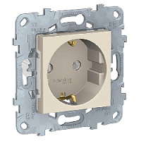 Дизайнерская розетка с заземлением, бежевый, NU503644 Schneider Electric, серия Unica New