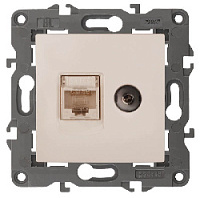 Дизайнерская розетка RJ-45  + TV, слоновая кость, Б0034315 Эра, серия Elegance