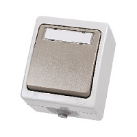 Дизайнерский кнопка звонковая IP54 с полем для надписи, белый/серый, SQ1803-0006 TDM ELECTRIC, одноклавишный, серия Вуокса