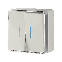 Дизайнерский выключатель с подсветкой, слоновая кость, W5020103 Werkel, двухклавишный, серия Gallant