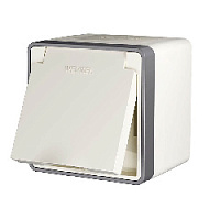 Дизайнерская розетка влагозащищенная с заземлением и шторками, слоновая кость, W5071203 Werkel, серия Gallant