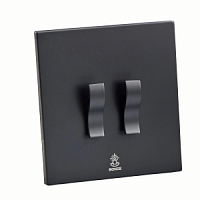 Дизайнерский выключатель Aura Черный уголь, BAB2KBE Bonze двухклавишный проходной