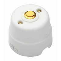 Латунная кнопка ретро (выключатель / звонок) белый, 84003 Fanton одноклавишный проходной
