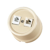 Розетка RJ11 телефонная + RJ45 компьютерная, слоновая кость, SQ1820-0352 TDM ELECTRIC, серия Болонь