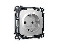 Комплект механизма электрической розетки с/з c шторками, серебро глянец, MO407010 Ambrella Volt