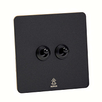 Дизайнерский выключатель Vega Черный песок, BVB2KTA Bonze двухклавишный проходной