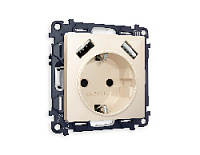 Комплект механизма электрической розетки 2USB A+A 18W (быстрая зарядка) с/з, бежевый глянец, MA309010 Ambrella Volt