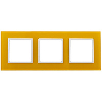 Дизайнерская рамка 3 местная, желтый, Б0034512 Эра, серия Elegance