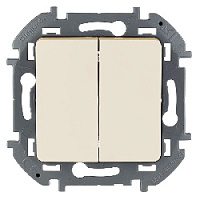Дизайнерский выключатель, слоновая кость, 673621 Legrand, двухклавишный, серия Inspiria