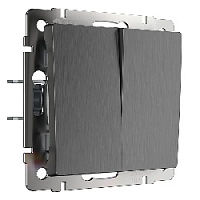 Дизайнерский выключатель, графит рифленый, W1122004 Werkel, двухклавишный проходной