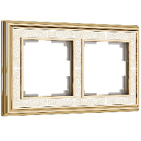 Дизайнерская рамка 2 местная, золото / белый, алюминий, акрил, W0021429 Werkel