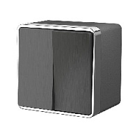 Дизайнерский выключатель влагозащищенный, графит рифленый, W5020204 Werkel, двухклавишный, серия Gallant