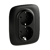 Дизайнерская двойная с заземлением и шторками, безвинт.зажим, антрацит, 753936 Legrand, серия Valena Allure