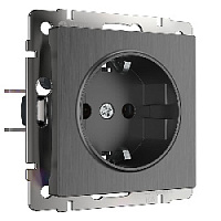 Дизайнерская розетка с заземлением и шторками, графит рифленый, W1171104 Werkel