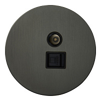 Розетка ТВ+компьютер RJ-45, круглая, EU020108, антрацит, Salvador