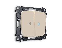 Комплект механизма 2-кл выключателя с подсветкой 10000K голубой свет, бежевый матовый, MO324020 Ambrella Volt, двухклавишный