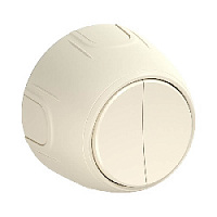 Дизайнерский выключатель, бежевый, 7700852 OneKeyElectro, двухклавишный, серия Rotondo