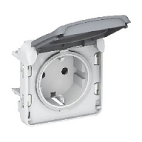 Дизайнерская розетка с заземлением и безвинт. клеммами, серый, 069570  Legrand, серия Plexo