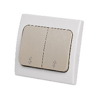 Дизайнерский выключатель IP54, белый/серый, SQ1803-0104 TDM ELECTRIC, двухклавишный проходной, серия Вуокса