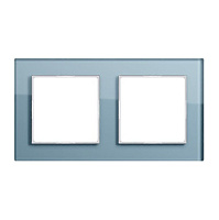 Дизайнерская рамка 2 местная, серо-голубое стекло, AC582GLBLGR Jung, серия A Creation