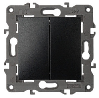 Дизайнерский выключатель, антрацит, Б0034234 Эра, двухклавишный, серия Elegance