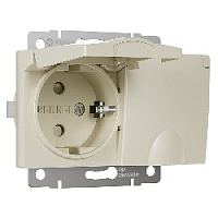 Дизайнерская двойная розетка с заземлением, шторками и с крышкой IP44, слоновая кость глянцевый, W1172203 Werkel