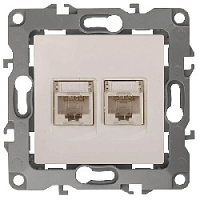 Дизайнерская розетка интернет 2хRJ-45, слоновая кость, Б0014730 Эра, серия 12