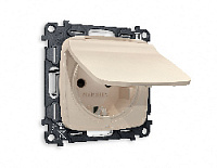 Комплект механизма электрической розетки с/з c шторками и крышкой, бежевый матовый, MO328010 Ambrella Volt