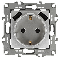 Дизайнерская розетка с заземлением + 2хUSB, алюминий, Б0047869 Эра, серия Elegance