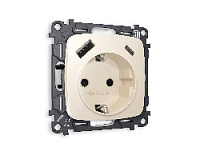 Комплект механизма электрической розетки 2USB A+C 20W (быстрая зарядка) с/з, бежевый глянец, MO310010 Ambrella Volt