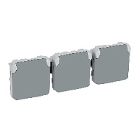 Дизайнерская тройная розетка с заземлением и безвинт. клеммами, серый, 069578 Legrand, горизонтальный блок, серия Plexo