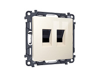 Комплект механизма компьютерной двойной розетки RJ-45 с автоматической защитной шторкой, бежевый глянец, MA312110 Ambrella Volt