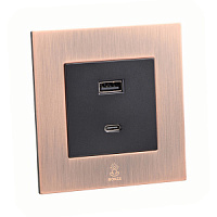 Дизайнерская розетка USB A + USB C Aura Медь браш, BACUSBTC Bonze