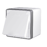 Дизайнерская розетка влагозащищенная с заземлением и шторками, белый, W5071201 Werkel, серия Gallant