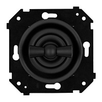 Ретро выключатель однопозиционный перекрестный, черный, B3-203-23M BIRONI, одноклавишный