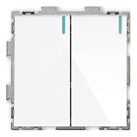 Дизайнерский выключатель, индикатор с флуоресцентной подсветкой, белый, PL-W102-PWCG, CGSS, двухклавишный, проходной, серия Практика