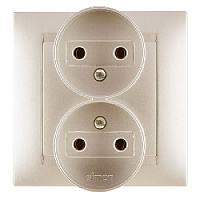 Дизайнерская розетка без заземления, двойная, шампань, 1590457-034 Simon, серия 15