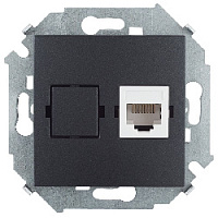 Дизайнерская розетка компьютерная RJ-45 кат. 5е и заглушка, графит, 1591598-038 Simon, серия 15