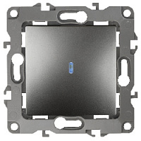 Дизайнерский выключатель с подсветкой, графит, Б0019280 Эра, одноклавишный, серия 12