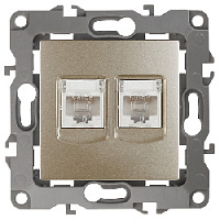 Дизайнерская розетка интернет 2хRJ-45, шампань, Б0014732 Эра, серия 12
