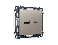 Комплект механизма розетки 2USB A+C 20W (быстрая зарядка) , серо-бежевый матовый, MA371010 Ambrella Volt