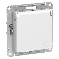 Дизайнерская розетка с заземлением, шторками и с крышкой, белый, ATN000146 Schneider Electric, серия Atlas Design